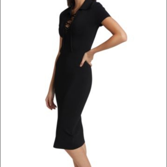 ALICE + OLIVIA Janna Lace-Up Polo Shirt Dress - Picture 4 of 13